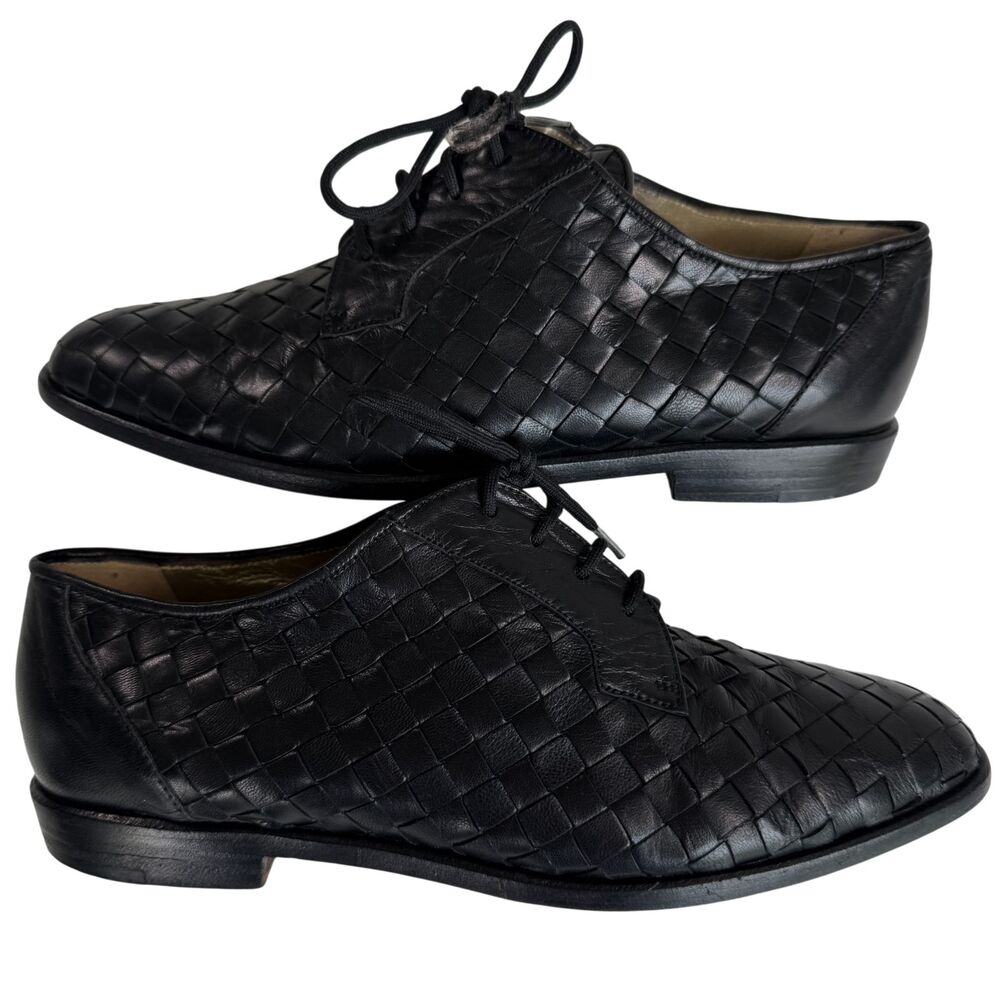 Bottega Veneta Vintage Black Leather Basketweave/Intrecciato Loafer EU 36 / US 6